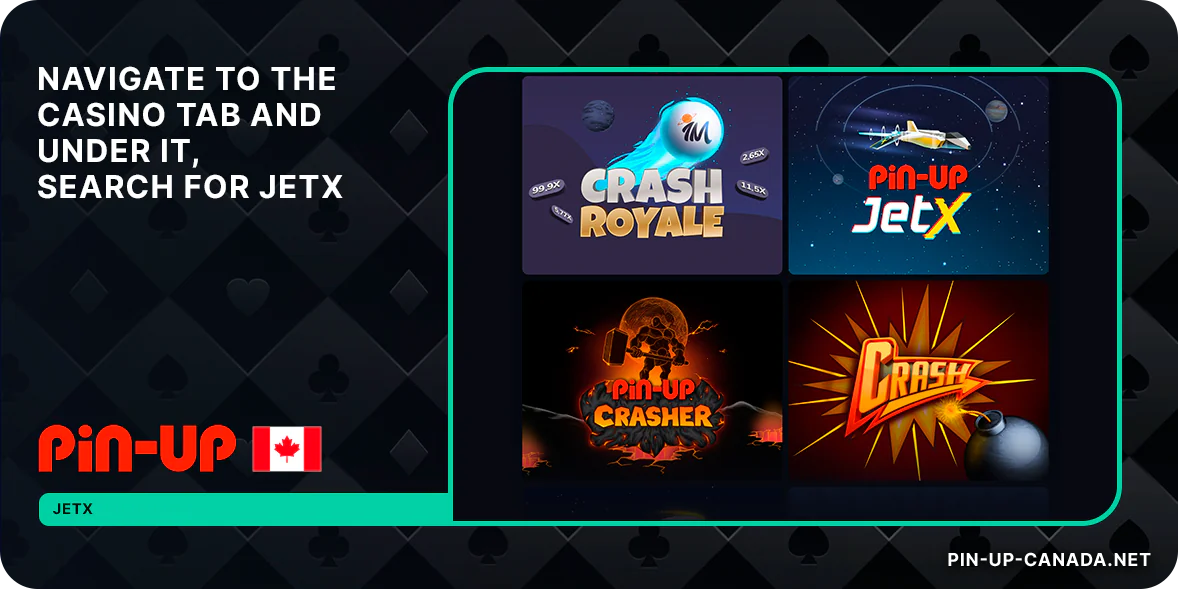 Find JetX Game at Casino Section of Pin Up Canada