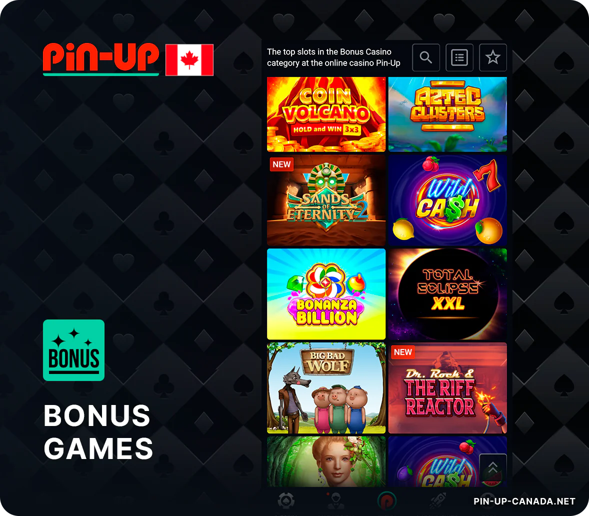 Bonus Casino Games include bonus system inside, players can exchange them to the real money - Pin Up