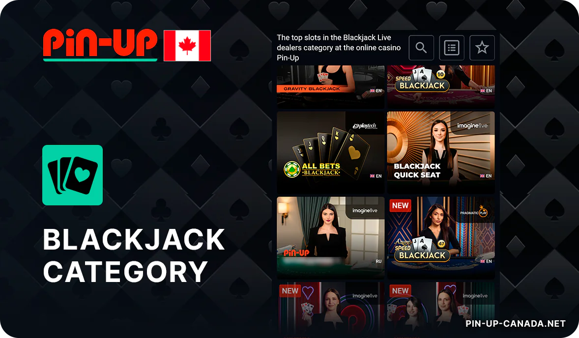 Blackjack is classic casino game available at Pin Up Canada