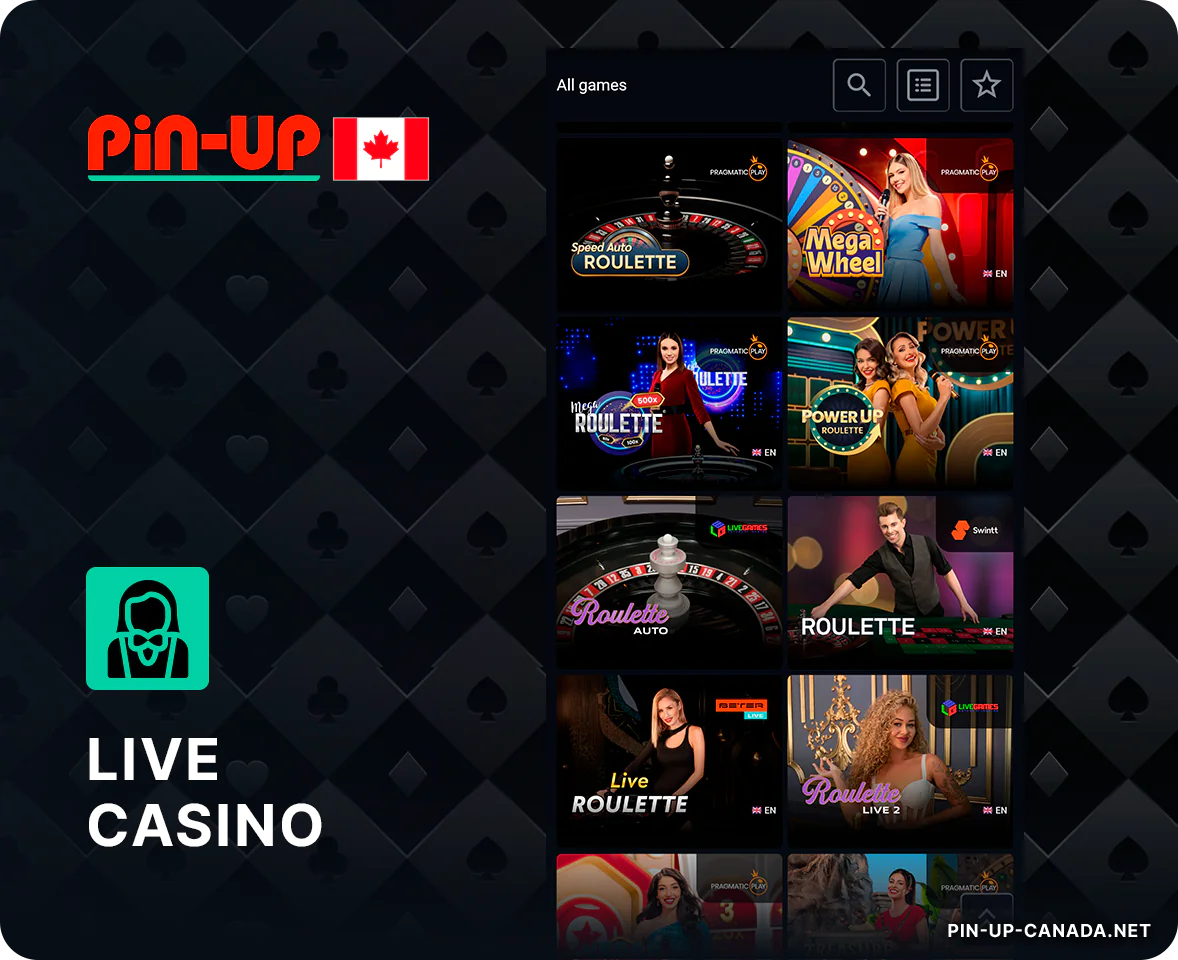 Pinup Live Casino features over 300+ games with live dealers