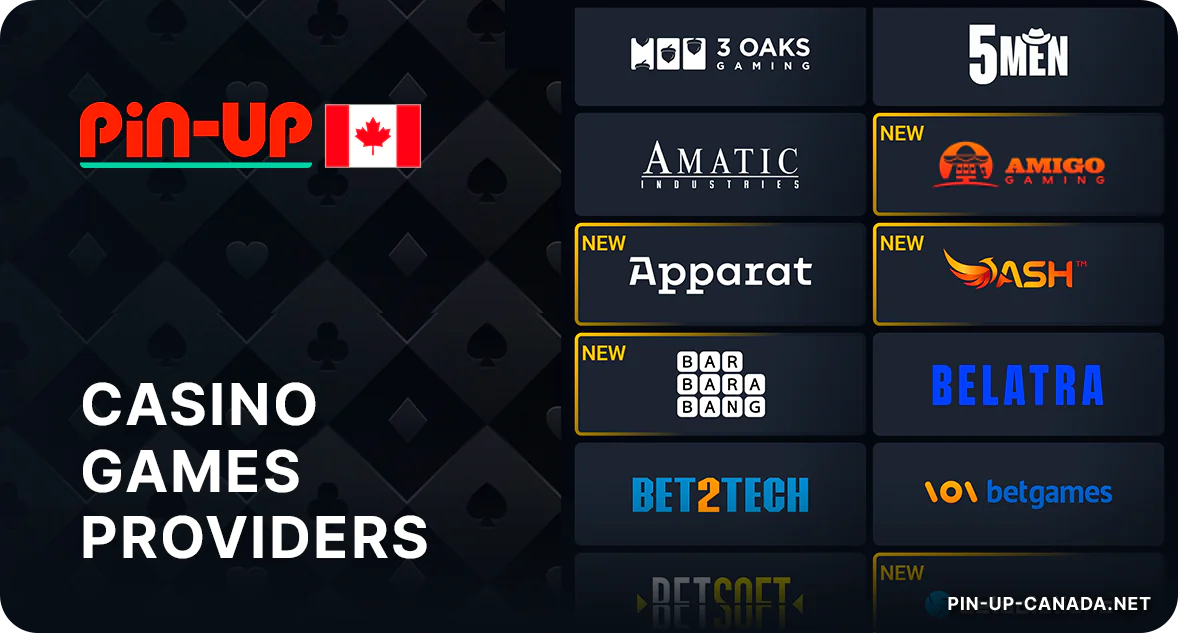 Pin Up Casino Canada provides games from more than 80 trusted software providers