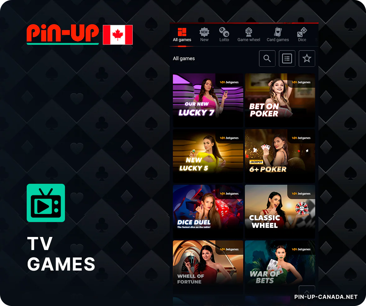 TV Game is a mix of live casino and TV Show, Pin Up Players can try 30+ TV Games