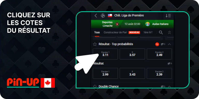 Choisissez les cotes - Pin Up Betting