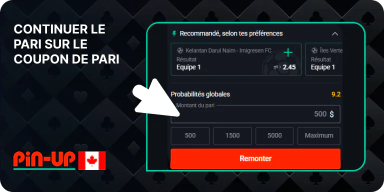 Procéder au pari Pin Up dans le bulletin de pari