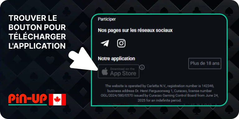 Faites défiler vers le bas et recherchez le bouton « Télécharger pour Android » - Application Pin Up