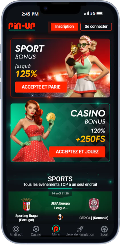 Écran principal de Pin Up Canada