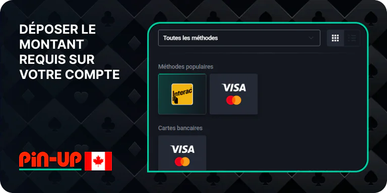 Rechargez votre solde pour répondre aux exigences de bonus - Pin Up Canada