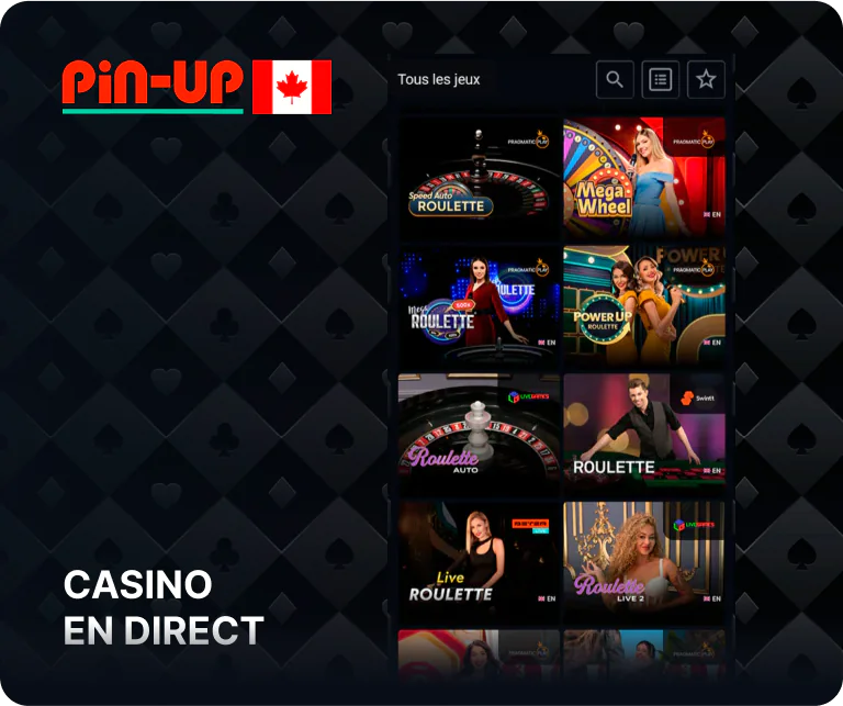 Pinup Live Casino propose plus de 300 jeux avec croupiers en direct