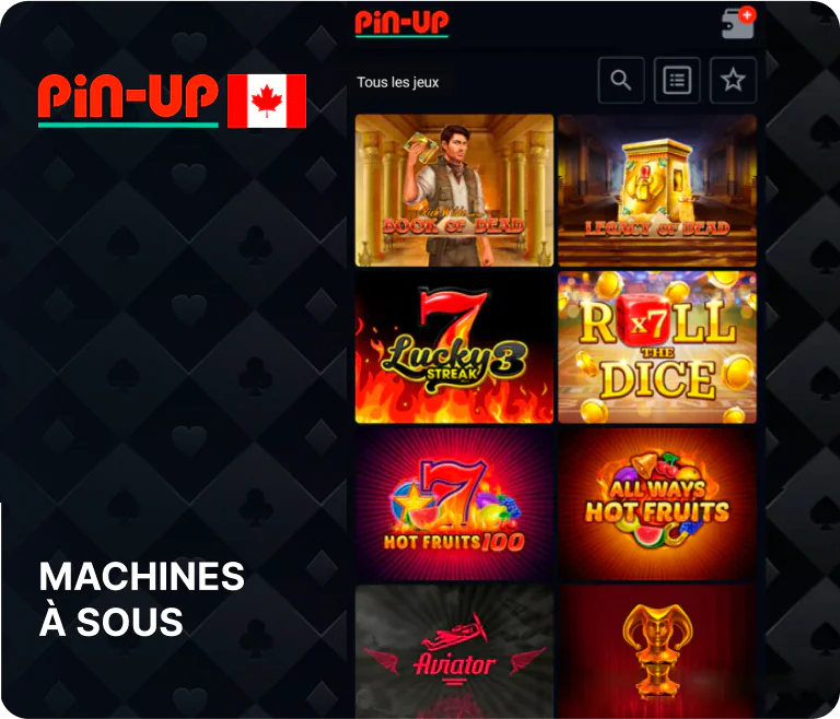 Les machines à sous sont la catégorie de casino la plus populaire chez Pin-Up