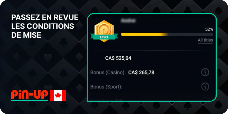 Retirez tous les gains bonus que vous avez gagnés en utilisant le code promotionnel Pin Up