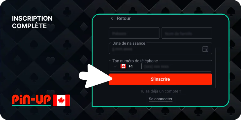 Cliquez sur le bouton Rejoindre pour finaliser l'inscription sur Pin Up CA